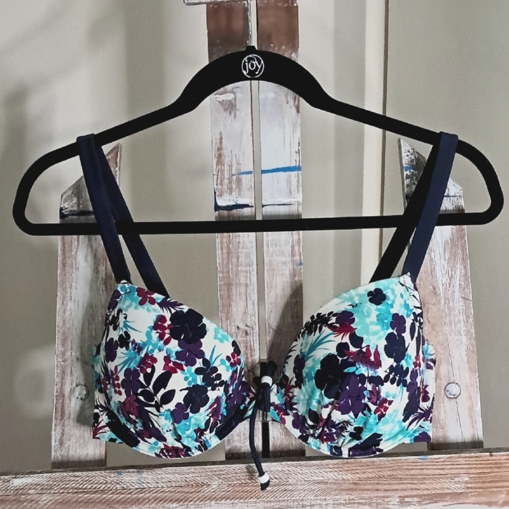 Floral Print Bikini Top Sz 36DD
